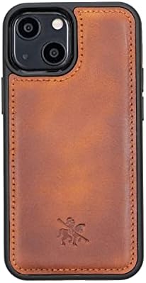 Venito Lucca Deri Kılıf iPhone 13 Mini ile Uyumlu (5.4 inç) - Yastıklı Arka Kapaklı Ekstra Güvenli (Antik Kahverengi)