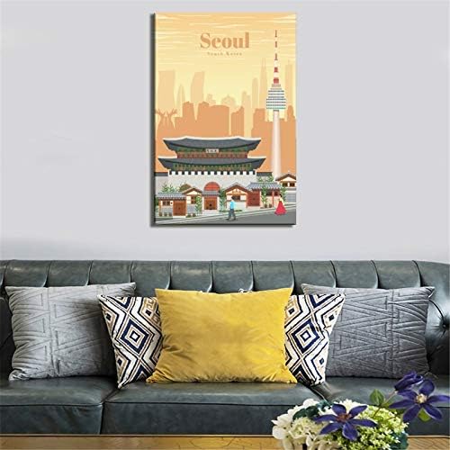 Vintage Seyahat Posteri Seul Güney Kore Tuval sanat posterleri Resim Modern Yatak Odası Ofis Aile Dekoratif Posterler Hediye