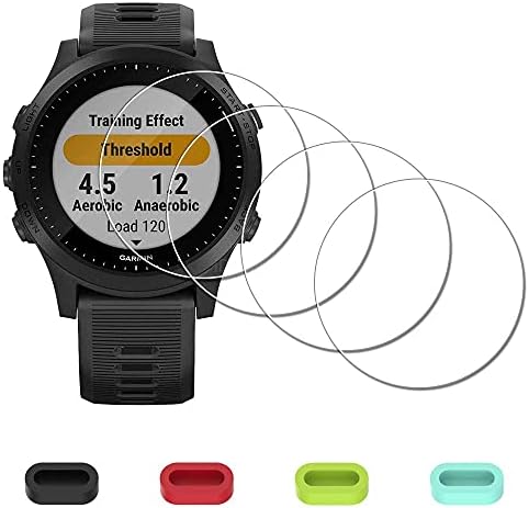 [4 Paket] Ekran Koruyucu için Garmin Öncüsü 945 Smartwatch + Silikon Anti-toz Fişler, ıDaPro Temperli Cam Anti-Scratch Kabarcık-Ücretsiz
