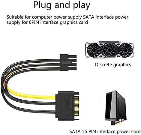 Konnektörler yükseltme SATA 15pin 8Pin PCI Ekspres Kart Güç Kablosu Grafik Güç Kablosu Siyah + Sarı LX0B