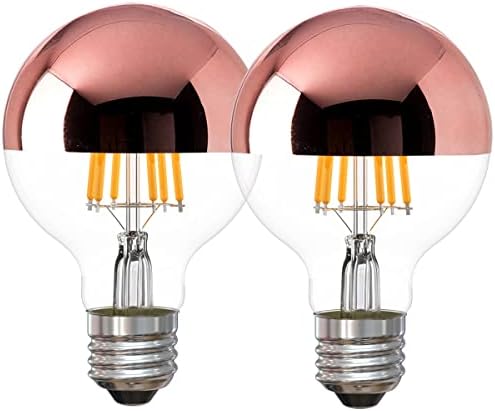 Yarım Krom Ampul 6W (60 Watt Eşdeğeri) Kısılabilir G25 / G80 Küre Şekli 2700K Sıcak Beyaz Dekoratif LED Edison Ampul Gül Altın