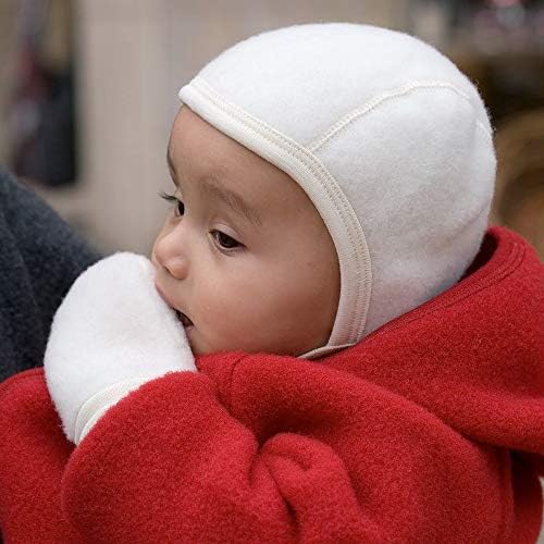 Yenidoğan Bebek Kaputu: Bebek Kulak Koruyucu Şapka Pilot Kapağı, 0-6 Ay, Organik Merinos Yünü Polar