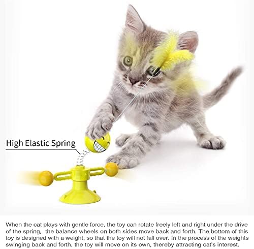 PAWİT Interaktif Kedi Oyuncaklar için Kapalı Kediler Tumbler Tüyler ve Topları ile Fırıldak Kedi Oyuncak Vantuz ile, komik