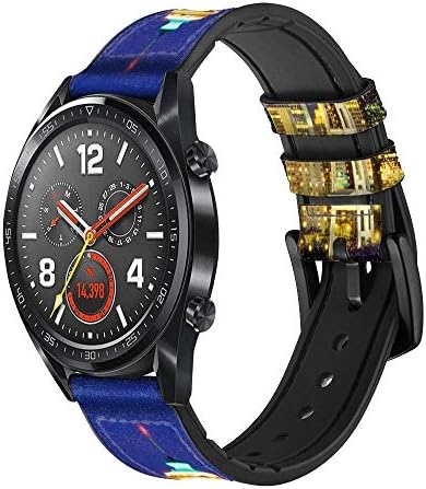 CA0833 Uzay Iğne Seattle Skyline Deri ve Silikon akıllı saat Band Kayışı Kol Saati Smartwatch akıllı saat Boyutu (22mm)