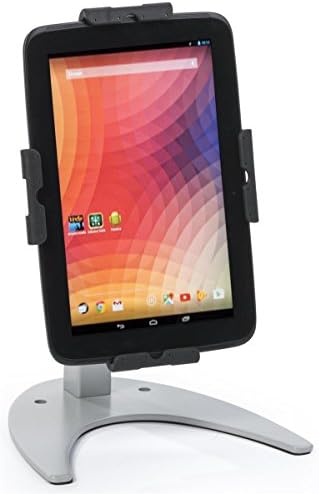 Displays2go Tezgah Üstü iPad Standı, Devirme ve Döndürme, Çelik-Gümüş Kaplama (FLXTBSV)