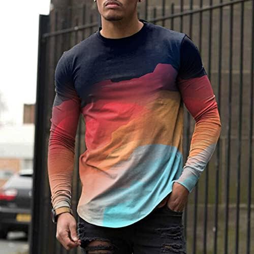 ZDFER erkek Rahat T-Shirt, Asker Uzun Kollu Ekip Boyun Tee Gömlek Bahar Sokak Baskılı Egzersiz Atletizm Temel Tops