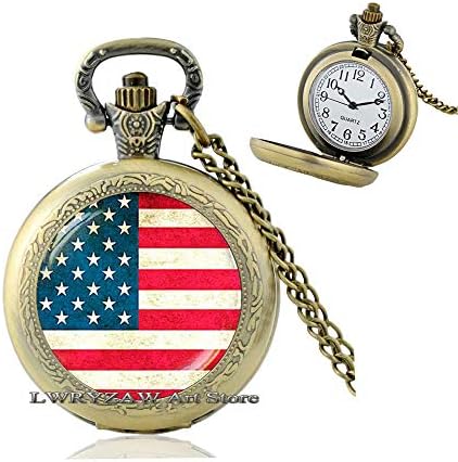 Amerikan Bayrağı cep saati Kolye, Yıldız ve Çizgili cep saati Kolye, Vatansever cep saati Kolye, Amerika Birleşik Devletleri