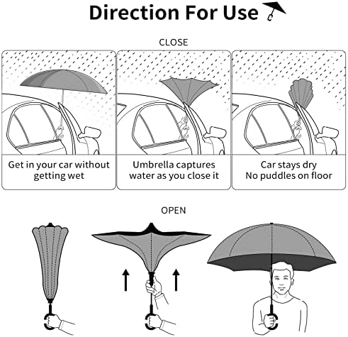 Çift Katmanlı Ters Şemsiye Ters Katlanır Şemsiye ile Araba için C-Şekilli Kolu, rüzgar Geçirmez UV Koruma Sevimli Kuşlar Büyük