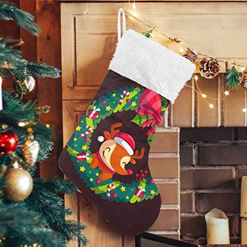 YUEND için Aile Tatil Noel Parti Süslemeleri Merry Christmas Geyik Çelenk Yay Büyük Noel Stocking Kitleri ile 1 Parça Klasik