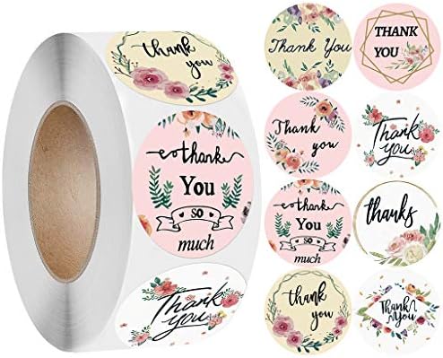 1 Rulo Teşekkür Ederim Mektuplar Çiçek Baskı Etiket Çıkartmaları Rulo Başına Zanaat Kırtasiye Yapıştırıcı Sızdırmazlık Pişirme
