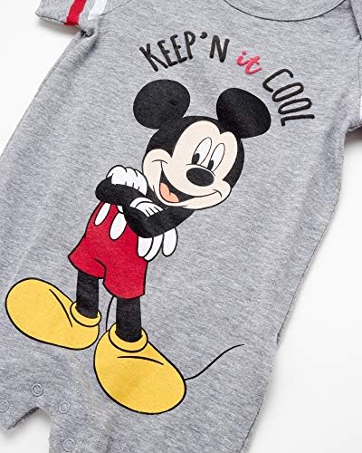 Disney Bebek Boys' Mickey Mouse 2 Paket Kısa Kollu Romper ile Yapış Kapatma (Yenidoğan / Bebek)