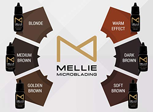 Mellie Microblading Pigmenti-Orta Kahverengi 10 ml/.35fl.oz | Tıbbi Sınıf | Karıştırma Yok / Profesyoneller için Uzun Ömürlü