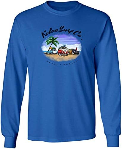 Koloa Surf Mens Beach Cars Logo Uzun Kollu Pamuklu Tişört, Büyük ve Uzun Boylu