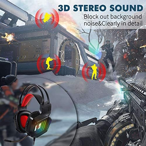PC PS4 Xbox One Denetleyicisi için Stereo Oyun Kulaklığı Gürültü Önleyici Mikrofonlu Aşırı Kulak içi kulaklıklar RGB led ışık