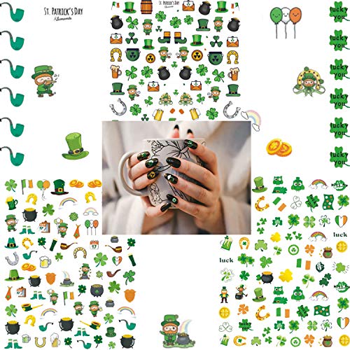 St patrick Günü Nail Art Etiketler Luck irlandalı Tırnak Çıkartmaları (600 + adet), Kendinden Yapışkanlı Nail İpuçları Süslemeleri