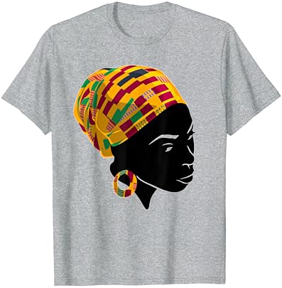 Komik Kente bez kafa sarma hediye Afrika Amerikan kadın T-Shirt için