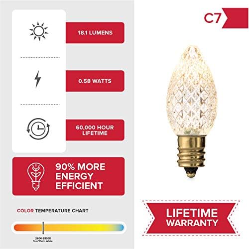 Tatil Aydınlatma Outlet Faceted C7 noel ışıkları / Güneş sıcak Beyaz LED ampuller Tatil Dekorasyon / Kapalı ve Açık Kullanım