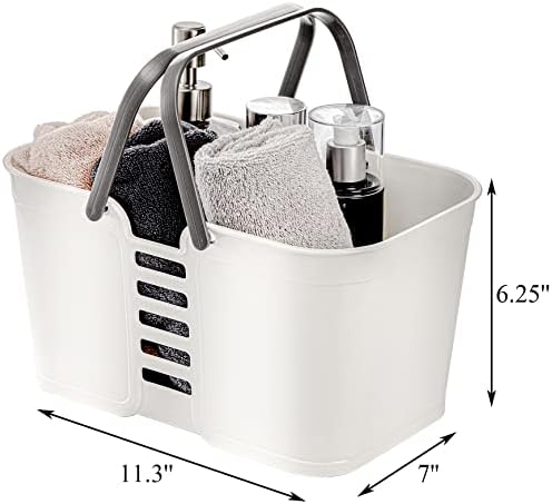 Yesland 4 Paket Duş Caddy Sepeti - Kolları ile Beyaz Taşınabilir Plastik Organizatör Saklama Sepetleri Şampuan, Vücut Yıkama,