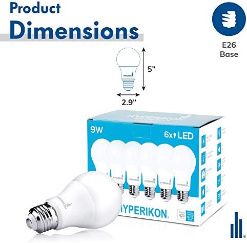 Hyperikon LED Ampul A19 9W = 60W, Kısılabilir Olmayan LED Aydınlatma E26 Orta Vidalı Taban, Çok Yönlü, UL, Gün Işığı Beyazı,