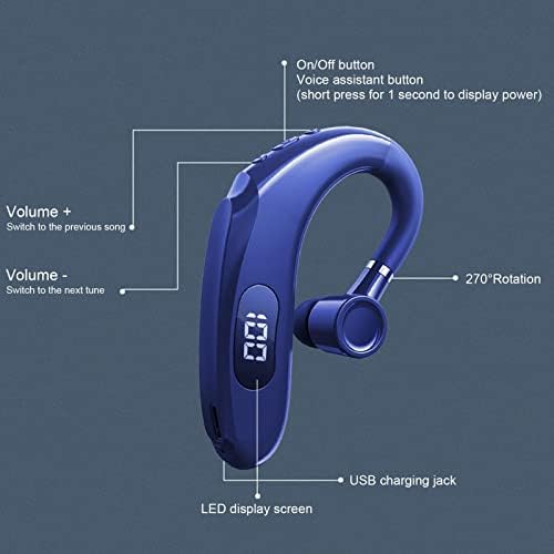 N/A / A BT Kulaklık 5.2, Mavi-Diş Kulaklık, gürültü Iptal LED Güç Ekran Şarj Kablosuz Kulaklık, Sürüş Ofis ve İş için