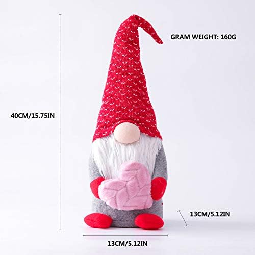 Sevgililer Günü Gnome Peluş Dekorasyon, Sevgililer Günü El Yapımı İsveç Tomte Dekor, El yapımı Gnome Süsler ile Pembe Aşk Kalp