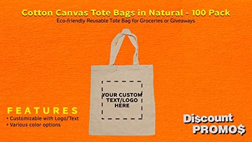 Özel Pamuk Kanvas Bez Çantalar Toplu-100 Paket-Kişiselleştirilmiş Logo, Metin-Yeniden Kullanılabilir Bakkal Çantası-Doğal