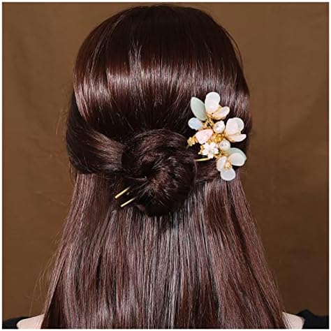 JJYGXYG Vintage Çiçek Saç Takı İmitasyon İnci Saç Pin U Şekilli Saç Klip Çiçek Gelin Saç Sopa Kadın Saç Aksesuarları (Renk