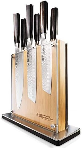 Shi 7 Parça Bıçak Bloğu - Damashiro Emperor by Cuisine:: pro-1 Şef Bıçağı, 1 Ekmek Bıçağı, 2 Santoku Bıçağı, 1 Maket Bıçağı