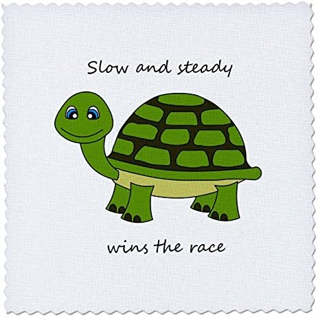3dRose Yavaş ve İstikrarlı Yarışı Kazanır! Yeşil Kaplumbağa Yorgan Kare, 6 x 6 inç (qs_6106_2)