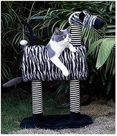 YUXO Kedi Ağaçları Kedi Tırmanma Çerçeve Kedi Ağacı Kulesi Zebra Şekli Evrensel Dört Mevsim için Kedi Yuva Kedi Ağacı Entegre