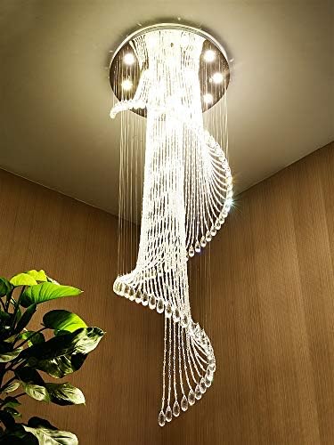 XLDD Güzel Zemin lambası ABS + Metal Şasi Dönen Modelleme Lamba Avize Dubleks Yapı Kristal Uzun Merdiven Dubleks Yapı Asma