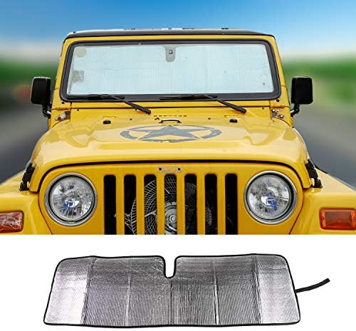 JeCar Cam Güneşlik Katlanabilir Güneşlik Alüminyum Folyo Güneş Kalkanı için 2007-2018 Jeep Wrangler JK JKU & 1997-2006 Jeep