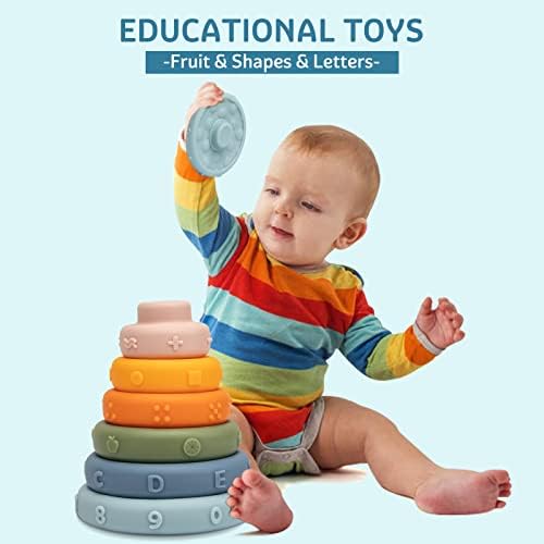 wonuu 6 ADET Montessori Oyuncaklar Bebekler Toddlers ıçin 6-12 Ay Bebek Istifleme Yuvalama Oyuncak Yumuşak Yapı Taşı Istifleyici
