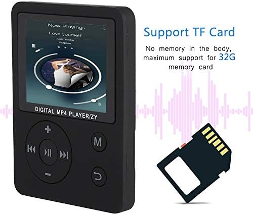Velaurs Müzik Çalar, Digitai MP4 Çalar USB2. 0 HiFi Ses Yuvarlak Düğme ile Kayıt için Seyahat Kullanımı için Spor için Ev(Siyah)