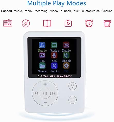 Velaurs Müzik Çalar, Digitai MP4 Çalar USB2. 0 HiFi Ses Yuvarlak Düğme ile Kayıt için Seyahat Kullanımı için Spor için Ev(Beyaz)