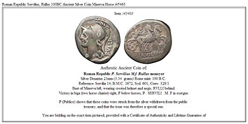 100 BU Roma Cumhuriyeti Servilius, Rullus 100BC Antik AR sikke İyi