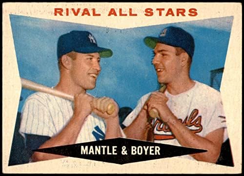 1960 Topps 160 Rakip All-Stars Mickey Mantle / Ken Boyer Yankees / Kardinaller (Beyzbol Kartı) VG / ESKİ Yankees / Kardinaller