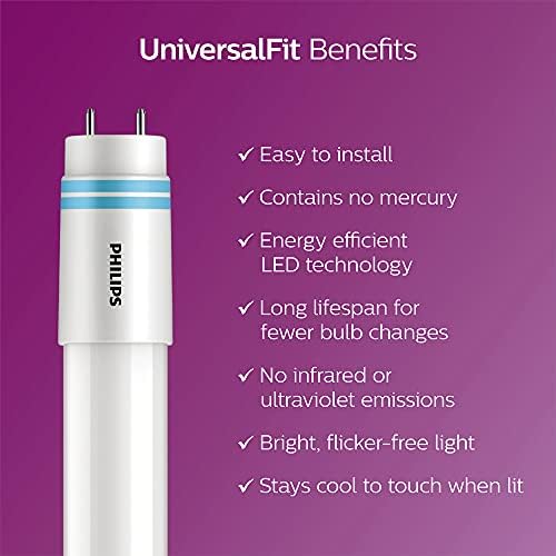 Philips LED Frosted Universal Fit 4 Ayaklı T8 Tüp Cam Ampul, EyeComfort Teknolojisi, Kısılabilir Değil, 1800 Lümen, Soğuk Beyaz