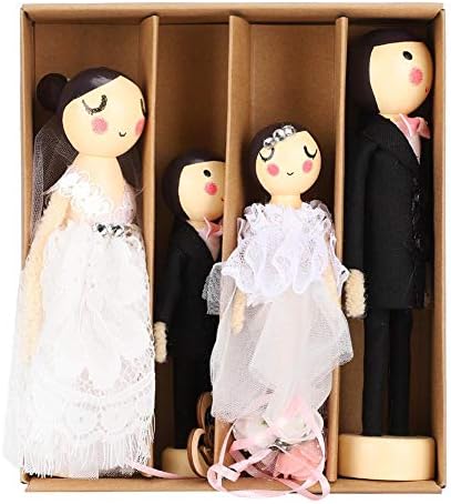 Mini Ahşap Düğün Bebekler Set Avrupa Tarzı Vintage Art Craft Masaüstü Dekorasyon Süs Yeni Evliler ve Severler için Mükemmel