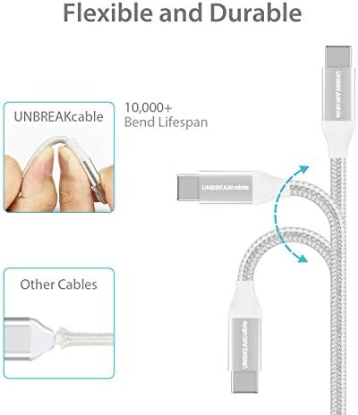 Kırılmaz USB C Tipi Kablo - [2 paket 6.6 ft] Naylon Örgülü A'dan C'ye Hızlı Şarj Kablosu Tarih Aktarımı USB C 3.0 Kablosu-Gümüş