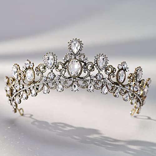 SWEETV Altın Tiaras ve Taçlar Kadınlar için, Düğün Tiara Gelin için, kristal Prenses Taç, kostüm Saç Aksesuarları için Doğum