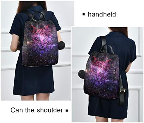 ALAZA kurt kafa Galaxy yıldızlı gece gökyüzü sırt çantası kadın bayanlar için Anahtarlık ile