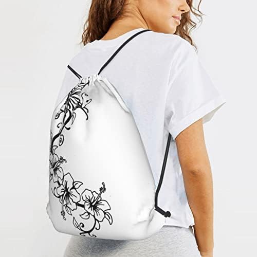 İpli sırt çantası çiçek ve kelebek dize çanta Sackpack Cinch çuval spor çanta spor salonu alışveriş Yoga için