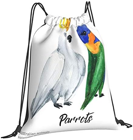 Wozukıa Papağanlar İpli Sırt Çantası Avustralya Hayvanlar Kuşlar Suluboya Yaban Hayatı Beyaz Bir Arka Plan Üzerinde Sarı Beyaz