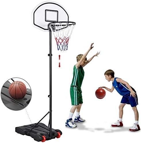 Topeakmart 6.4-8.2 ft Yüksekliği Ayarlanabilir basketbol potası Sistemi, Basketbol Gol Kapalı/Açık için Gençlik w/ Tekerlekler