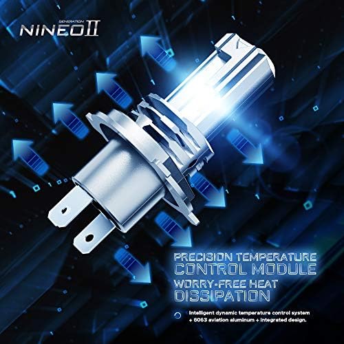 NINEO fansız H4 LED Ampuller, 10000LM 60 W fansız 9003 HB2 ışıkları All-in-One dönüşüm kiti / 6500 K Soğuk Beyaz halojen değiştirme-2