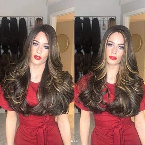 Andongnywell dantel ön peruk Uzun Dalga sentetik peruk Doğal Yoğunluk saç değiştirme ıçin kadın ısıya dayanıklı