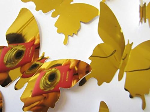 WOCACHİ Duvar Çıkartmaları Çıkartmaları duvar çıkartmaları Çıkartması Kelebekler 3D Ayna Duvar Sanatı Ev Dekorları Altın sanatsal