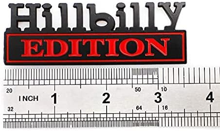 2 adet Hillbilly Edition Amblem Logo Çamurluk Rozeti 3D Rozeti Araba Kamyon SUV için Uyumlu (Siyah kırmızı), (Hillbilly Edition-B01)