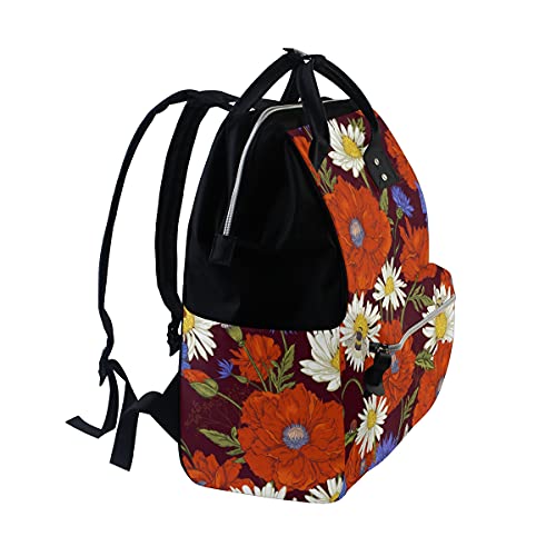Bir tohum sırt çantası bebek bezi çantası Tote kırmızı menekşe papatya çiçek çiçekler anne baba baba anne için